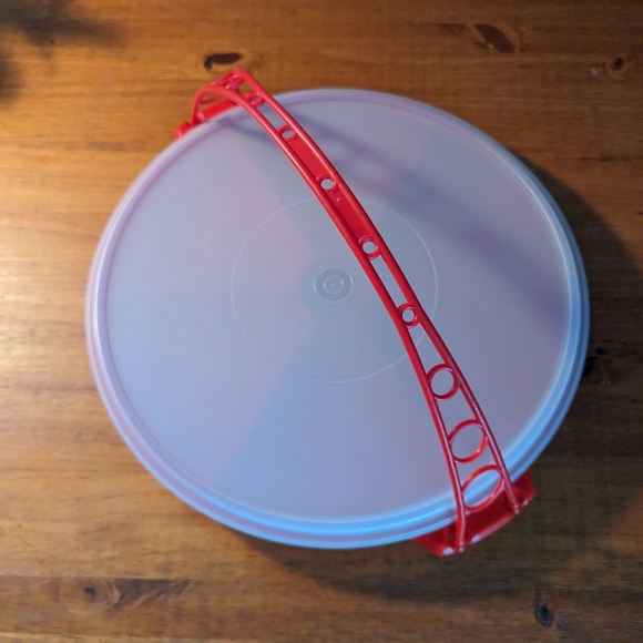 Vintage Red Tupperware Divided Veggie Serving Container With Lid and handle - Picture 10 of 14